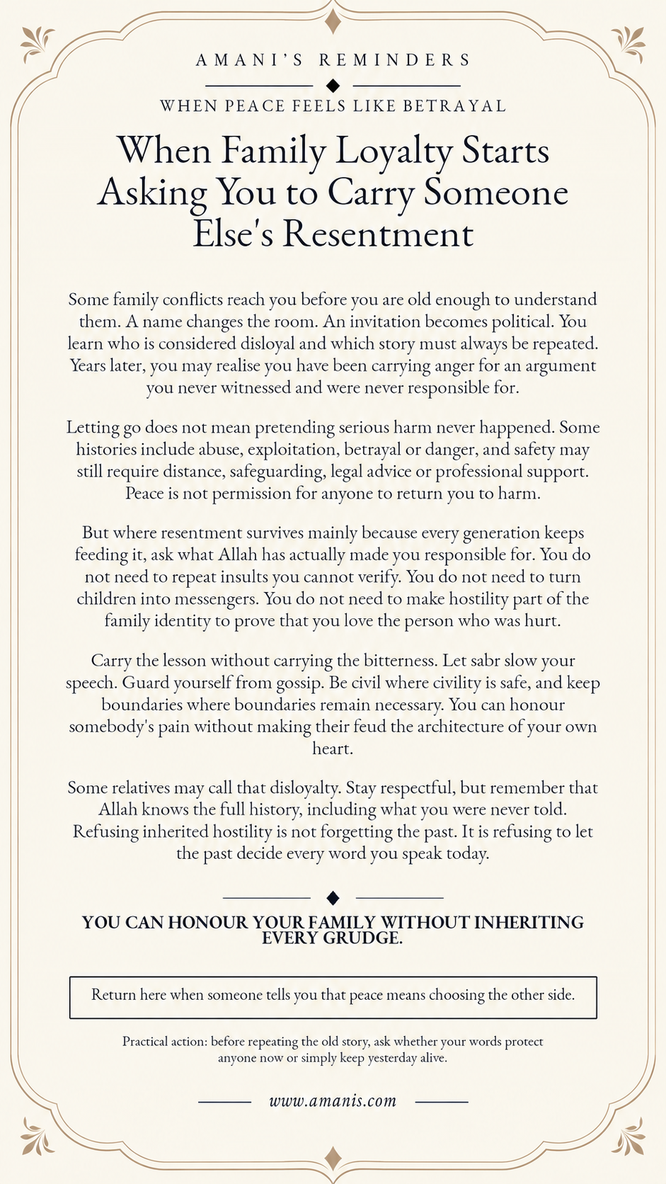 Amani’s Islamic family reminder: When Family Loyalty Starts Asking You to Carry Someone Else's Resentment