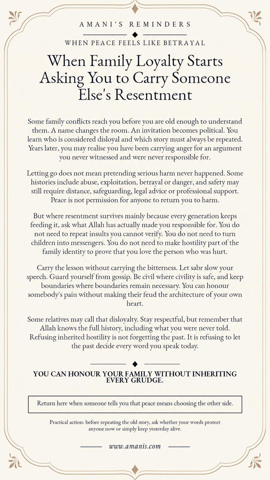 Amani’s Islamic family reminder: When Family Loyalty Starts Asking You to Carry Someone Else's Resentment