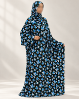 Azure floral one-piece prayer dress without lace – full front view