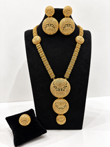 1 gram gold-plated medallion jewellery set with necklace earrings and ring