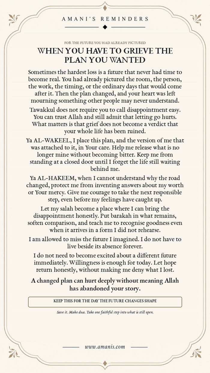 Amani's Reminders Islamic reminder: When You Have to Grieve the Plan You Wanted