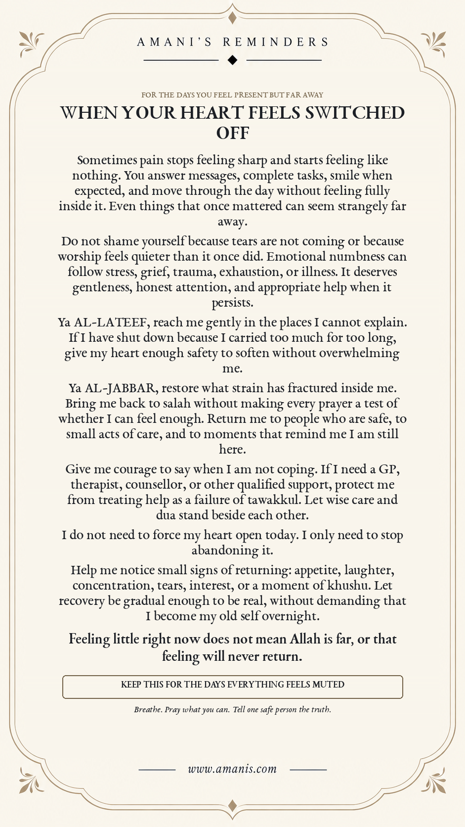 Amani's Reminders Islamic reminder: When Your Heart Feels Switched Off