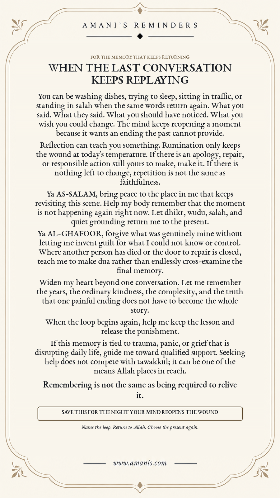 Amani's Reminders Islamic reminder: When the Last Conversation Keeps Replaying