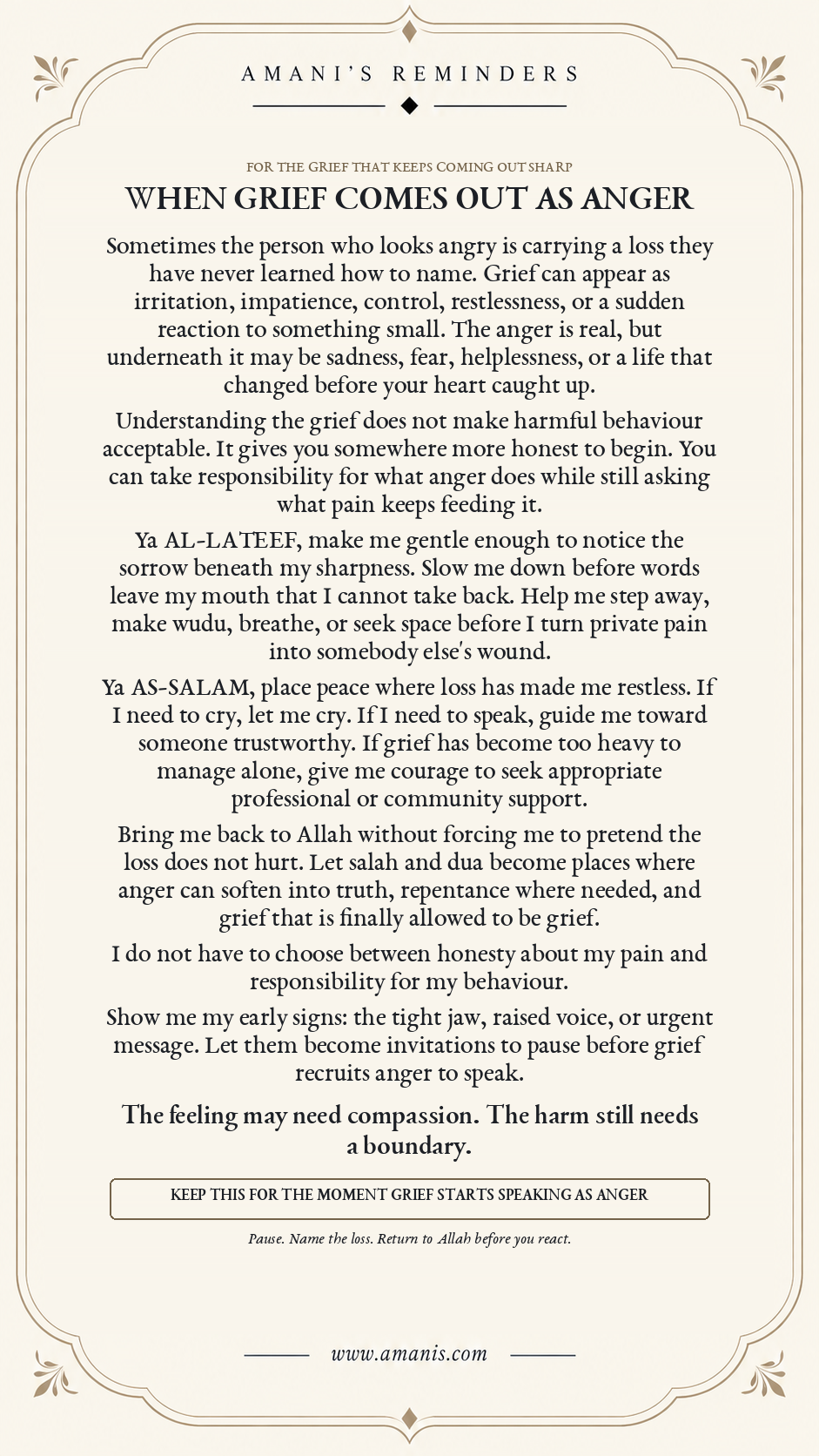 Amani's Reminders Islamic reminder: When Grief Comes Out as Anger