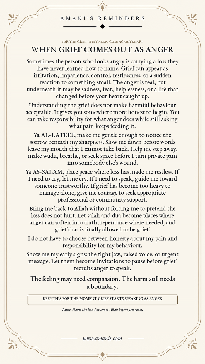Amani's Reminders Islamic reminder: When Grief Comes Out as Anger