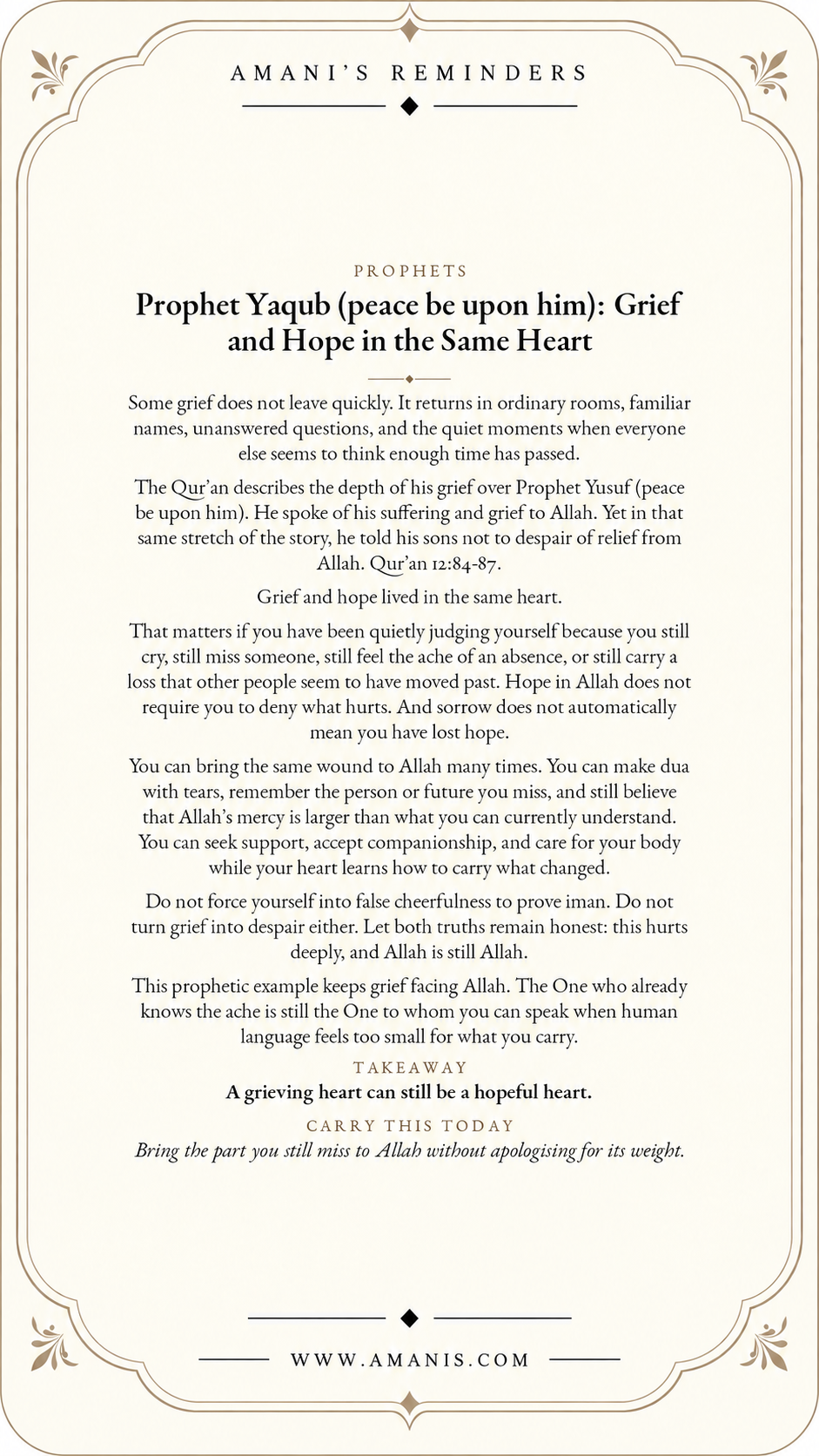 Amani’s Reminders Prophets artwork: Prophet Yaqub (peace be upon him): Grief and Hope in the Same Heart