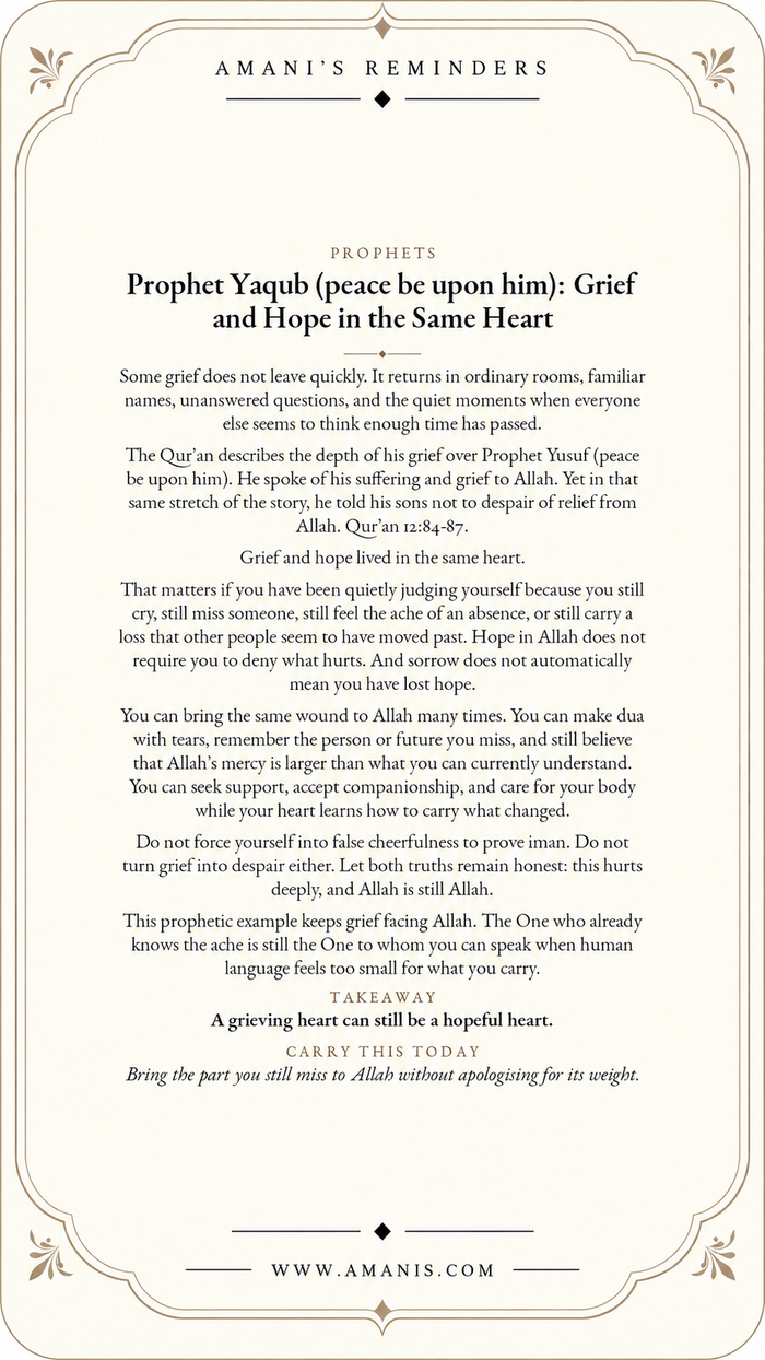 Amani’s Reminders Prophets artwork: Prophet Yaqub (peace be upon him): Grief and Hope in the Same Heart