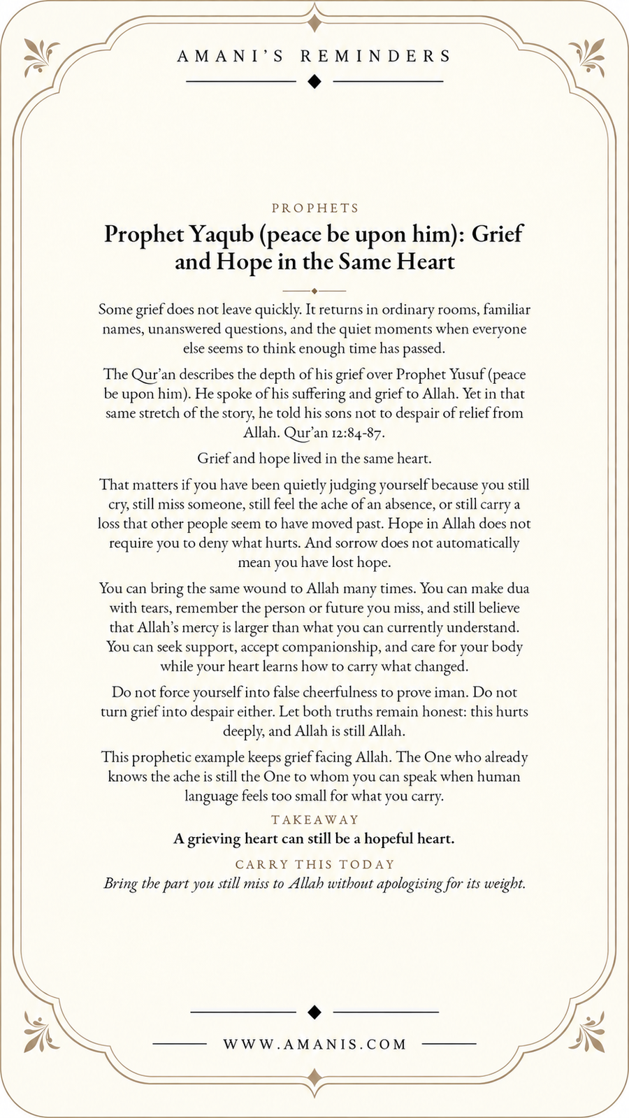 Amani’s Reminders Prophets artwork: Prophet Yaqub (peace be upon him): Grief and Hope in the Same Heart