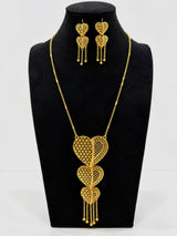 Gold-tone heartfall necklace with matching drop earrings