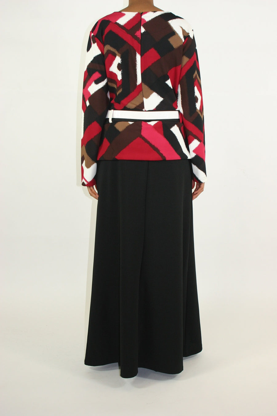 Waistline pleat and jacket-effect detail on the jersey maxi dress
