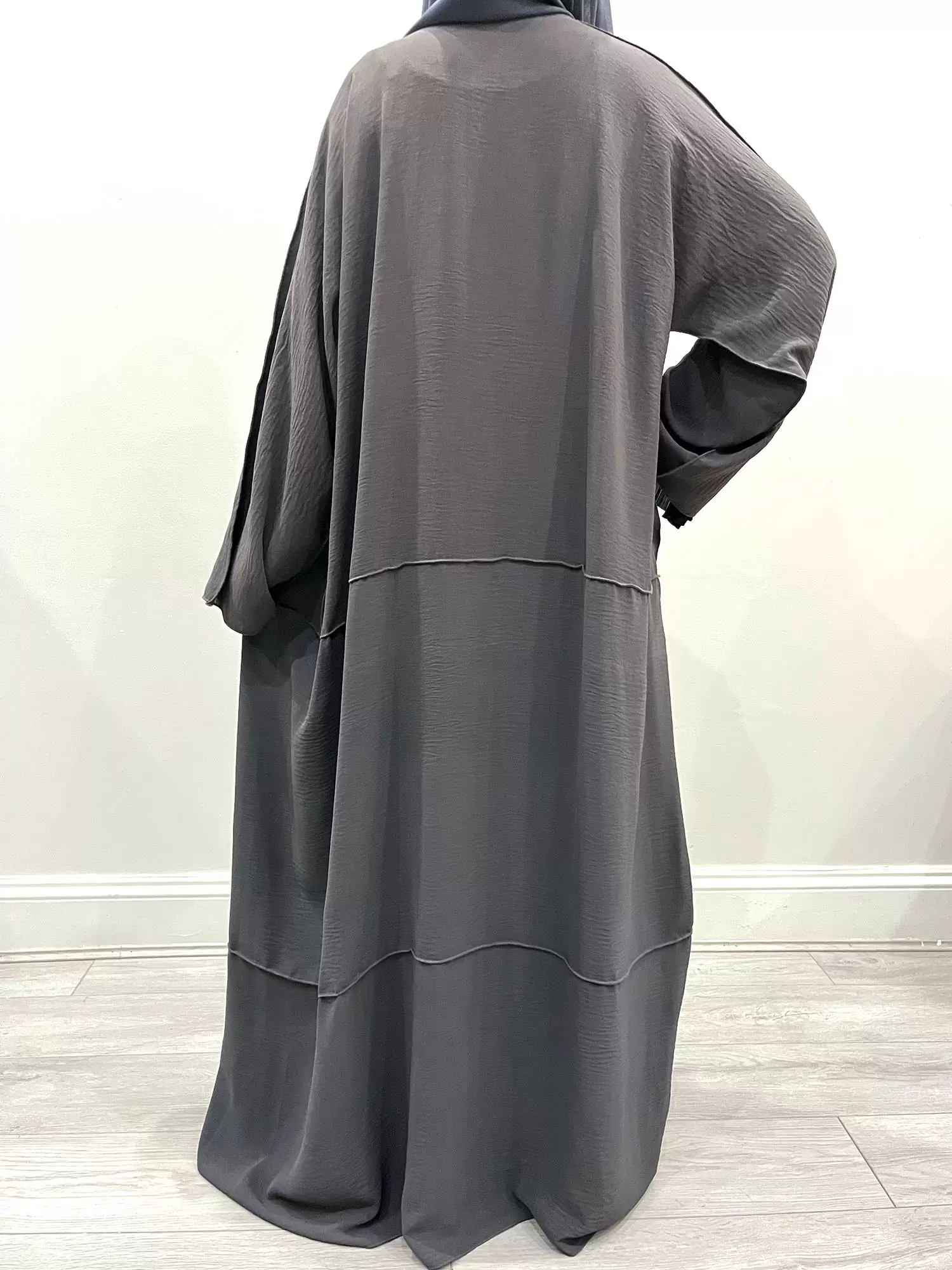 AMANI'S PIGEON GRAY TWO-PIECE OPEN ABAYA 1