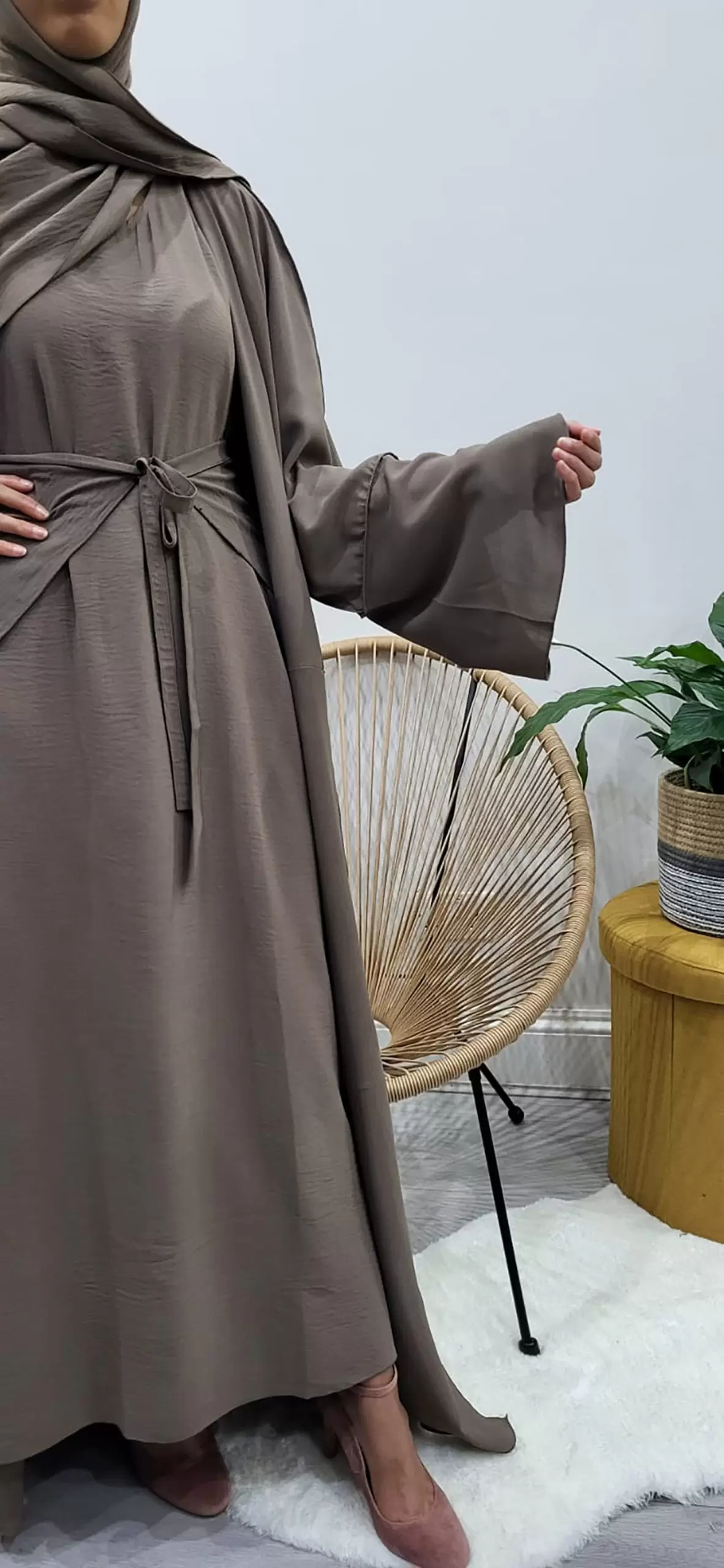 AMANI'S THREE PIECE ABAYA SET - DARK TAUPE 1