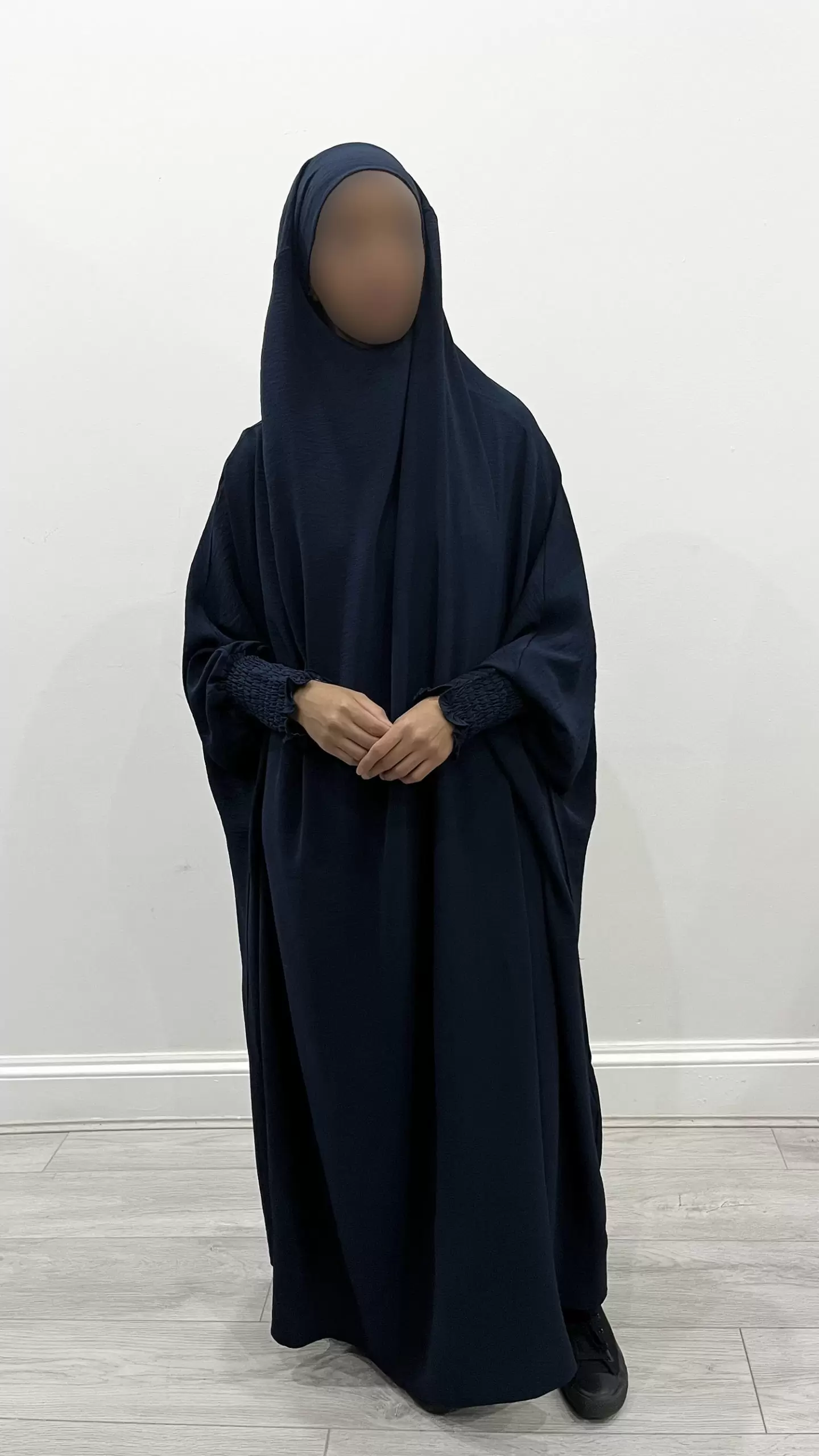 AMANIS ONE PIECE RUCHED CUFFS FULL JILBAB - NAVY BLUE 1 AMANIS ONE PIECE RUCHED CUFFS FULL JILBAB - NAVY BLUE 1