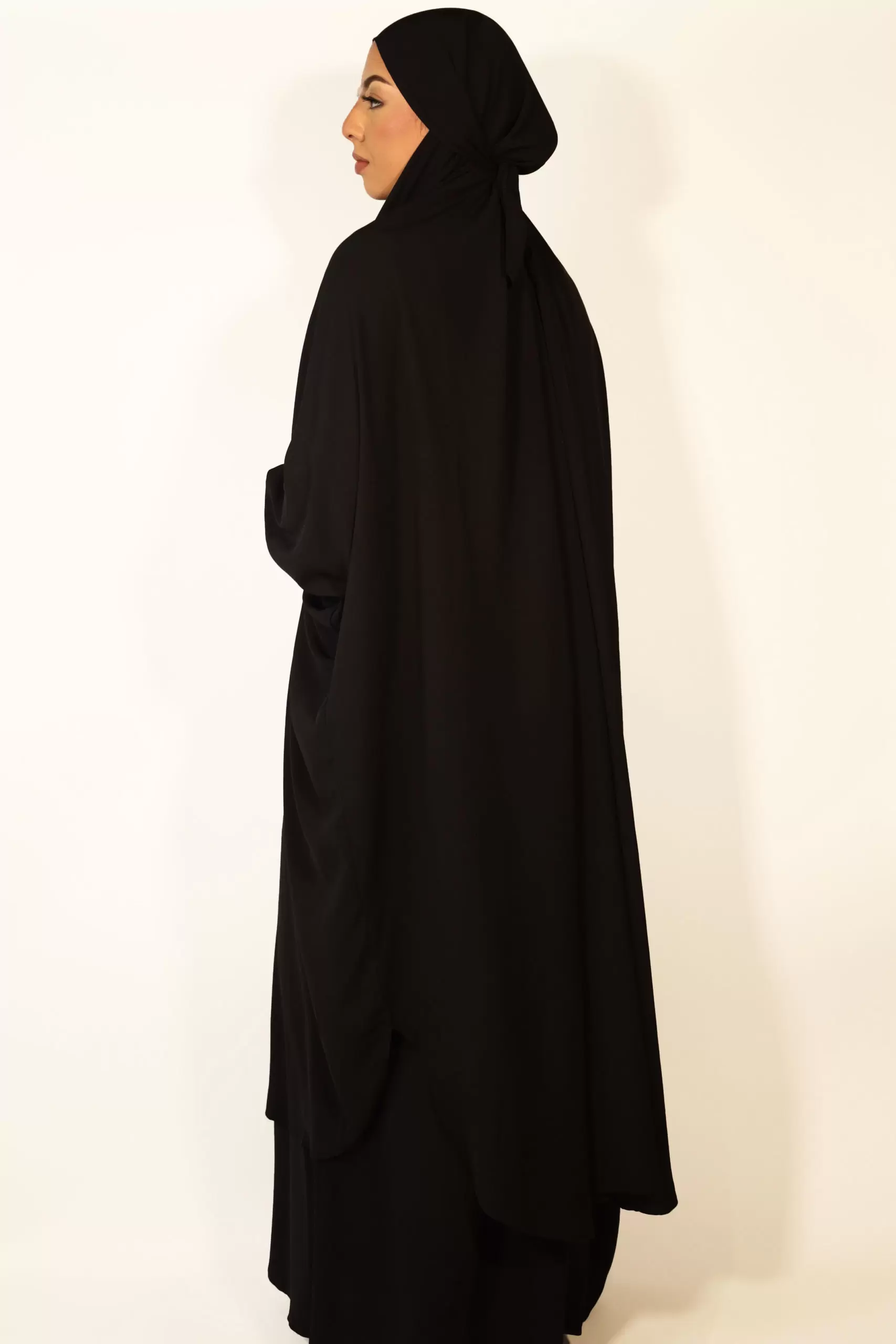 AMANIS TWO PIECE RUCHED CUFFS JILBAB - BLACK 2 AMANIS TWO PIECE RUCHED CUFFS JILBAB - BLACK 2