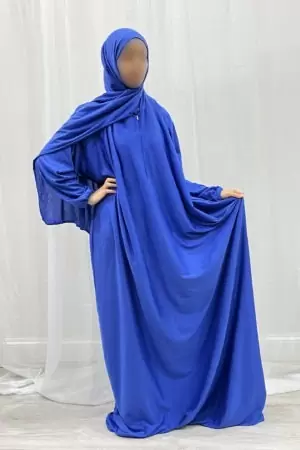 AMANI'S PLAIN COTTON STRETCH PRAYER DRESS - AZURE BLUE 1