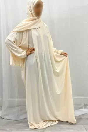 AMANI'S PLAIN COTTON STRETCH PRAYER DRESS - CREAM 1