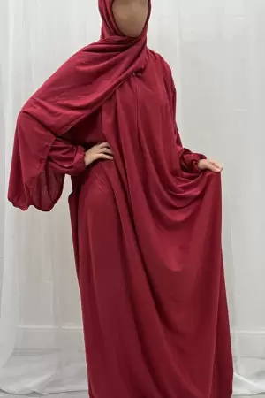 AMANI'S PLAIN COTTON STRETCH PRAYER DRESS - RED 1