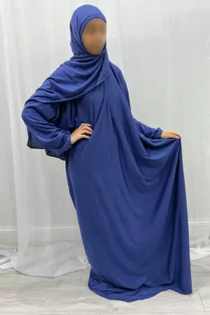 AMANI'S PLAIN COTTON STRETCH PRAYER DRESS - ROYAL BLUE 1