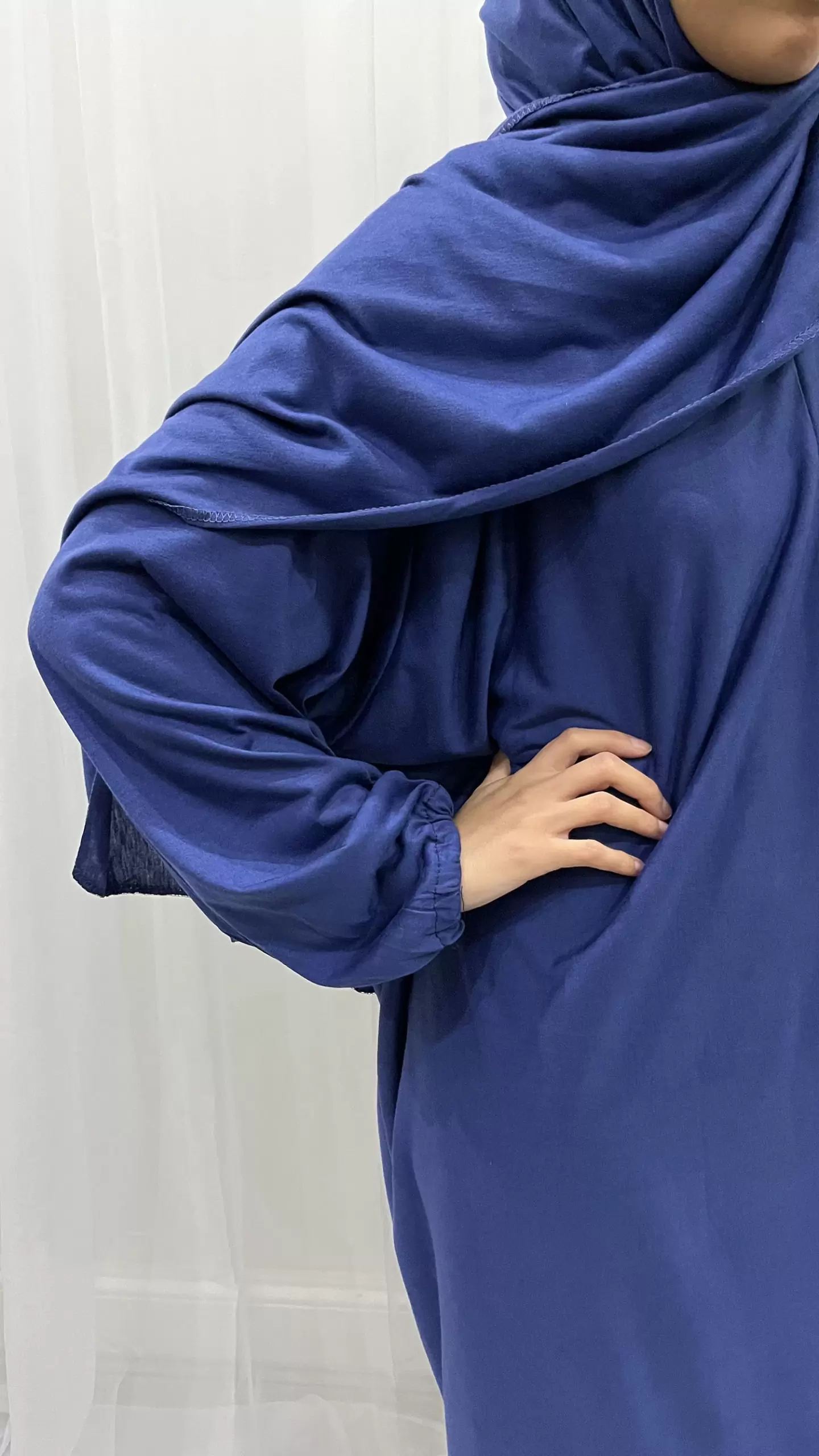 AMANI'S PLAIN COTTON STRETCH PRAYER DRESS - ROYAL BLUE 1